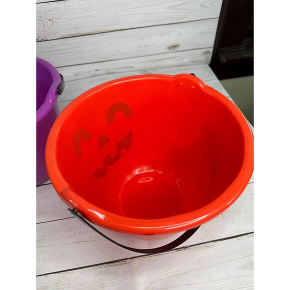 Lot of 2 Purple Spider Jack-O'-Lantern Halloween Treat Bucket 7"x7" Greenbrier - Picture 6 of 8